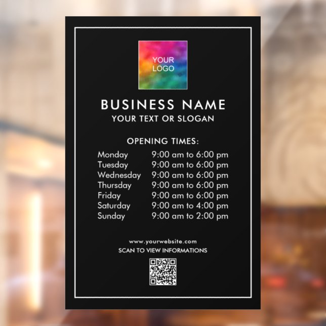 Custom Opening Times Company Logo QR Code (Sheet 2)