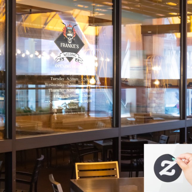 Custom Opening times Retro Welding workshop logo (Restaurant Window)