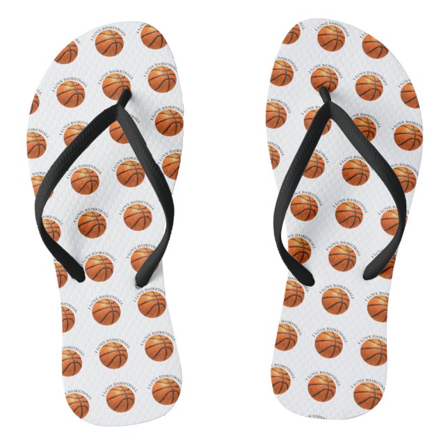 Custom orange and black leather basketball jandals (Footbed)