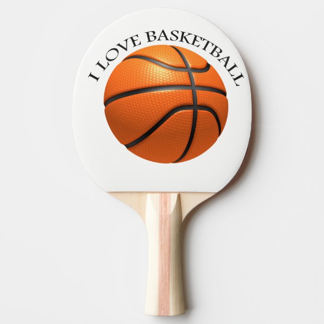 Custom orange and black leather basketball ping pong paddle (Front)