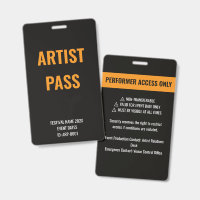 Custom Orange Artist Performer Access Concert ID
