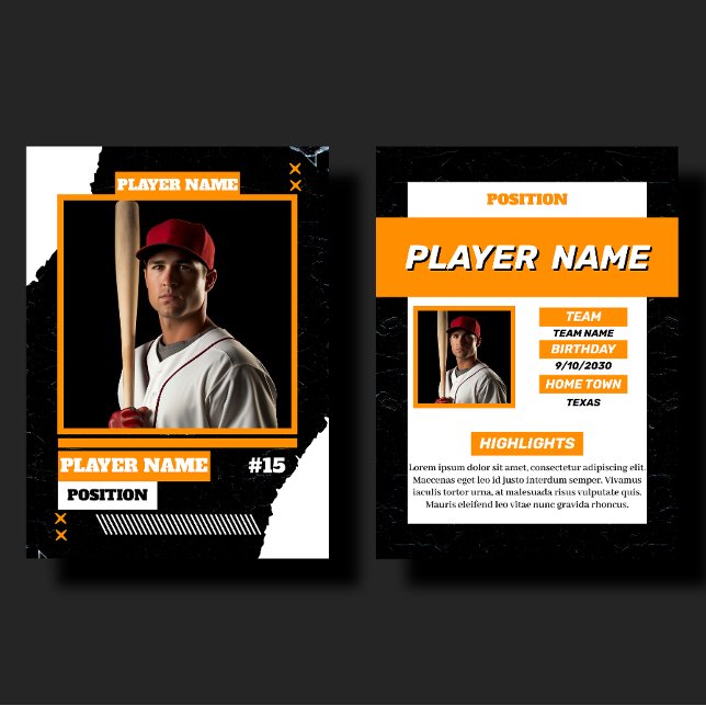Custom Orange Baseball Trading Card Player Profile (Creator Uploaded)