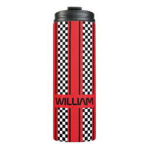 Custom Orange Black Race Sport Stripe Thermal Tumbler