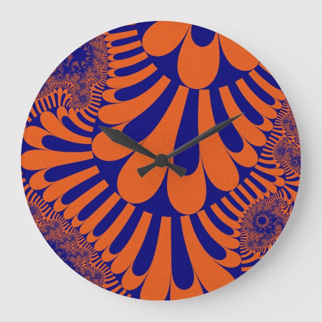 Custom Orange Blue Loop Large Round Wall Clock (Front)