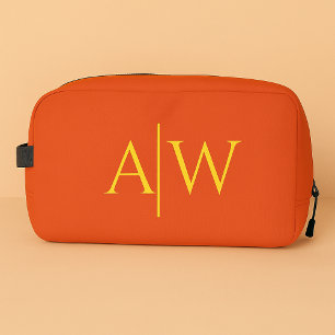 Custom Orange Bridesmaid Makeup Bag, Bridal Gift Dopp Kit