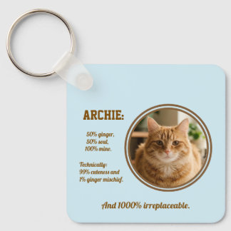 Custom Orange Cat Photo Keychain | Ginger Pet Gift