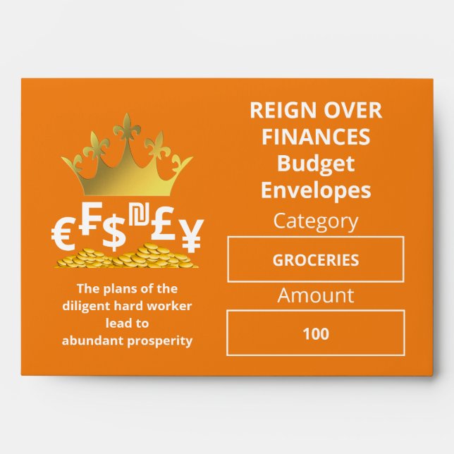 Custom ORANGE Christian Budget Cash Envelope (Front)