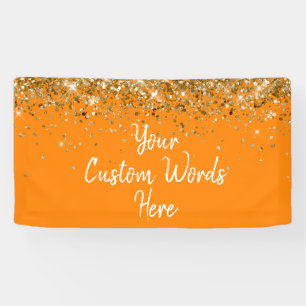 Custom Orange Gold Birthday Party Photo Booth Prop Banner