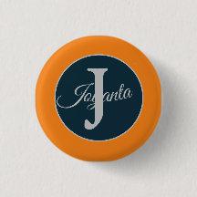 Custom  orange greay blue Monogram Elegant