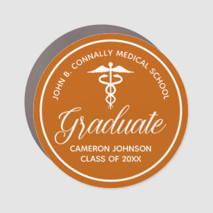 Custom Orange Medical School Graduation Car Magnet