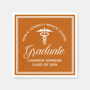 Custom Orange Medical School Graduation Party Napkin