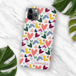 Custom Orange Mint Green Pink Blue Heart Pattern Case-Mate iPhone Case<br><div class="desc">Contemporary pastel blush pink, light and dark blue, coral orange, mint green, and yellow coloured Valentine love hearts pattern on a white background. With room to customise or personalise with a name, monogram, or initials of your choice. Beautiful, modern, and cool cover for the trend-savvy and art-loving hip trendsetter, artsy...</div>