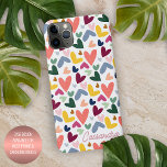 Custom Orange Mint Green Pink Blue Heart Pattern iPhone 11Pro Max Case<br><div class="desc">Contemporary pastel blush pink, light and dark blue, coral orange, mint green, and yellow coloured Valentine love hearts pattern on a white background. With room to customise or personalise with a name, monogram, or initials of your choice. Beautiful, modern, and cool cover for the trend-savvy and art-loving hip trendsetter, artsy...</div>