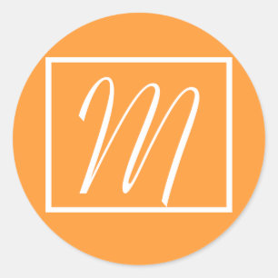 Custom Orange Monogram Initial Wedding Label