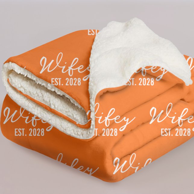 Custom Orange Mr & Mrs Blanket Gift for Newlyweds (Wedding day cozy blanket for bride & groom, custom anniversary blanket for wife, Honeymoon gift,)
