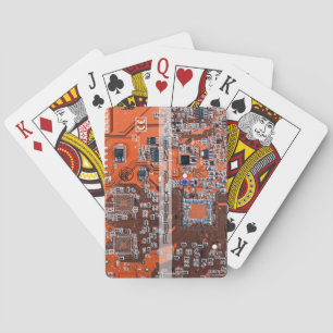 Custom Orange PCB Circuit Board for IT Pros Playing Cards