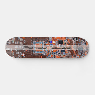 Custom Orange PCB Circuit Board for IT Pros Skateboard