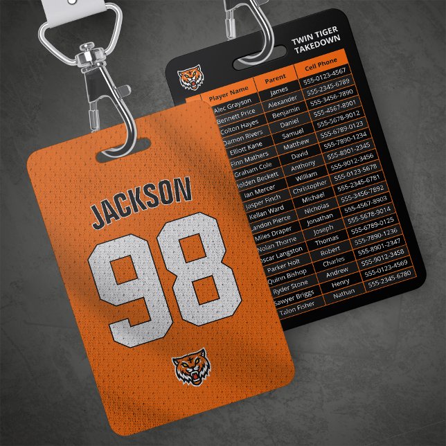 Custom Orange Player Team Roster Card Sport Badge ID Badge (Creator Uploaded)