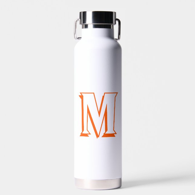 Custom Orange Superhero Monogram Coffee Tea Milk Water Bottle (Front)
