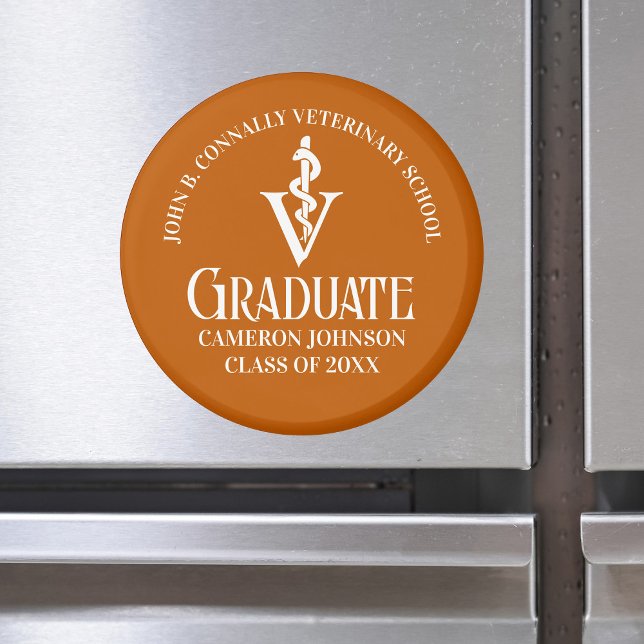 Custom Orange Veterinary School Graduation Magnet (Creator Uploaded)
