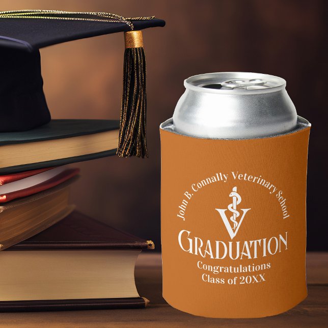 Custom Orange Veterinary School Graduation Party Can Cooler (Creator Uploaded)