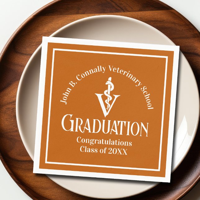 Custom Orange Veterinary School Graduation Party Napkin (Creator Uploaded)