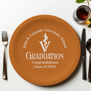 Custom Orange Veterinary School Graduation Party Paper Plate