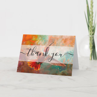 Custom Orange Vibrant Hummingbird Thank You Card