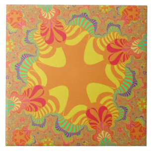 Custom Orange Yellow Cross Large Tile