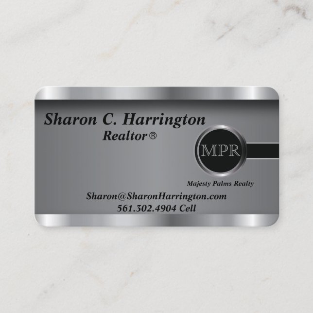 Custom Order  - Executive Black Steel Monogram Business Card (Front)