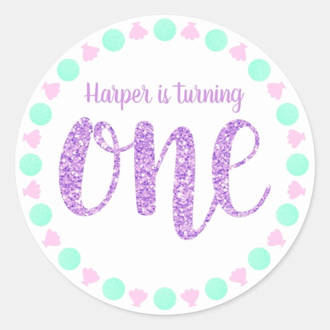 Custom order, first birthday, one classic round sticker (Front)