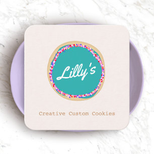 Custom Order Personalised Cookie Logo Square Business Card