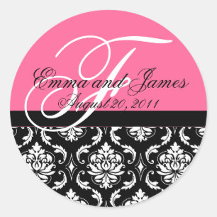 Custom Order Wedding Monogram Pink Damask Seal