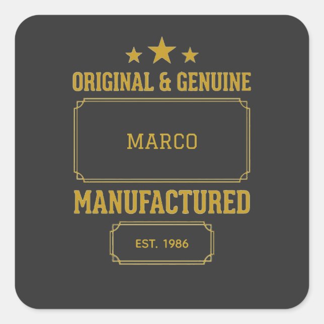 Custom Original & Genuine Birthday Square Sticker (Front)