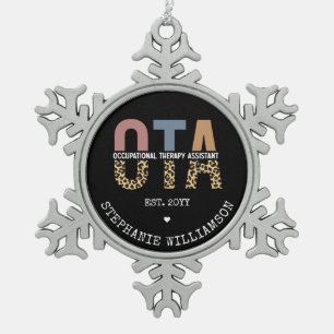 Custom OTA Occupational Therapy Assistant Gifts Snowflake Pewter Christmas Ornament