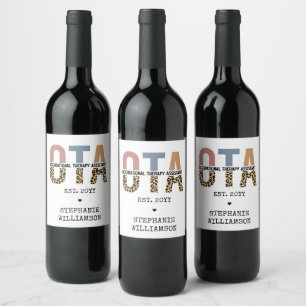 Custom OTA Occupational Therapy Assistant Gifts Wine Label