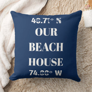 Custom Our Beach House Coordinates  Cushion