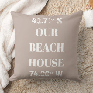 Custom Our Beach House Coordinates Cushion
