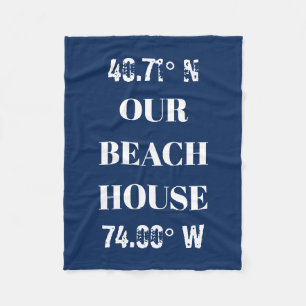 Custom Our Beach House Coordinates  Fleece Blanket