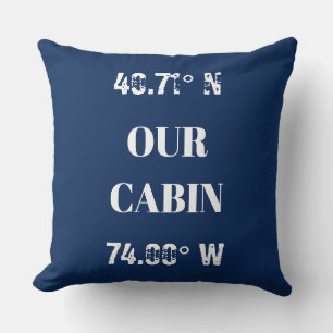 Custom Our Cabin Coordinates Cushion