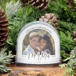 Custom Our First Christmas As Mr. & Mrs.  Snowglobe