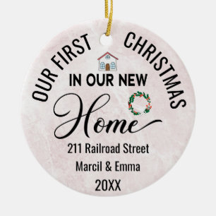 Custom Our First Christmas In Our New Home 2023 Ceramic Tree Decoration