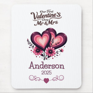Custom Our First Valentines Day Mr & Mrs Mouse Pad