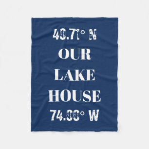 Custom Our Lake House Coordinates  Fleece Blanket