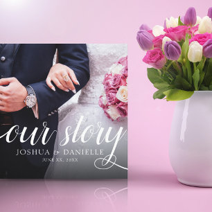Custom Our Story Wedding Photo Handwriting Canvas Print