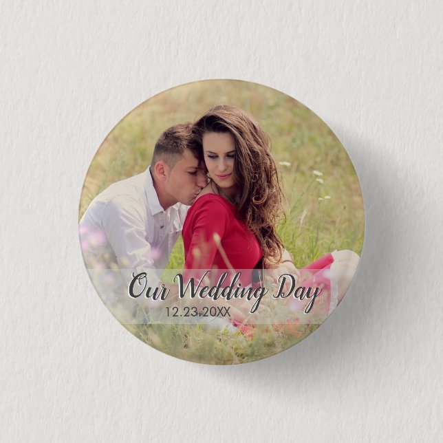 Custom Our Wedding Day Photo 3 Cm Round Badge (Front)