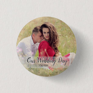 Custom Our Wedding Day Photo 3 Cm Round Badge