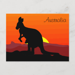 Custom Outback Australian Kangaroo at Sunset Postcard