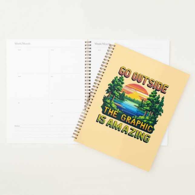 Custom Outdoor Nature Scene Pixel Art Graphic  Planner (Display)