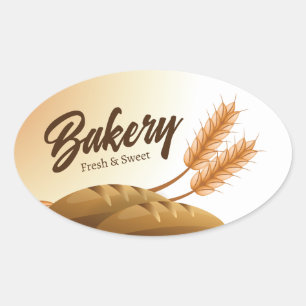 Custom Oval Bakery Label Editable Sticker